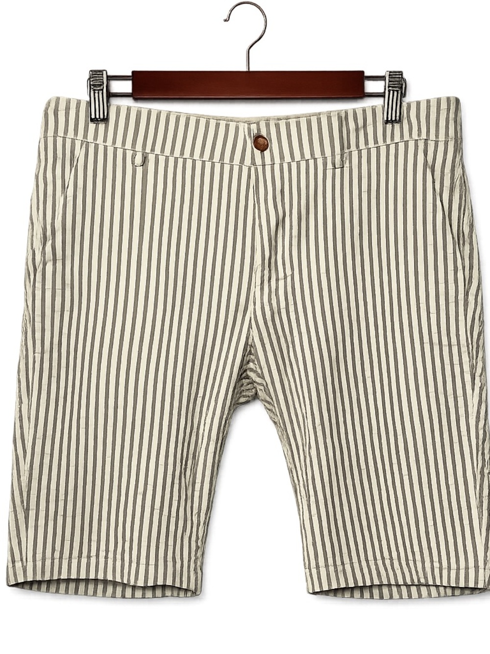 Luigi Fascaro Striped Kids Shorts in Tan & White Classic Made in Italy Size 15 - Picture 2 of 7
